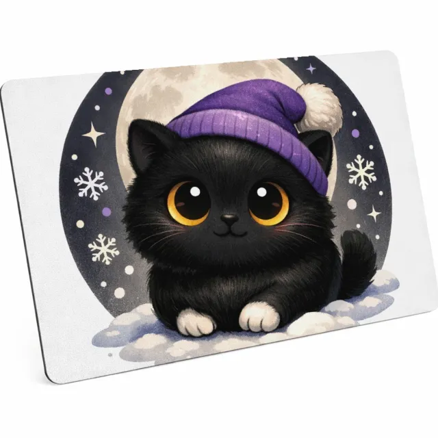 Mr Cadeautjes MDF magnetische fotolijst 28 x 19 - design Lieve pinguïn in winterse nacht | cadeau Wit
