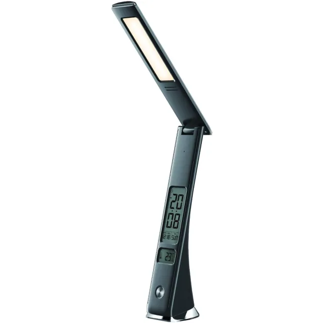 Avide LED Bureaulamp Claude Dimbaar 5W - Met Kalender + Alarm + Klok + Thermometer Functie - 500 lumen - Zwart