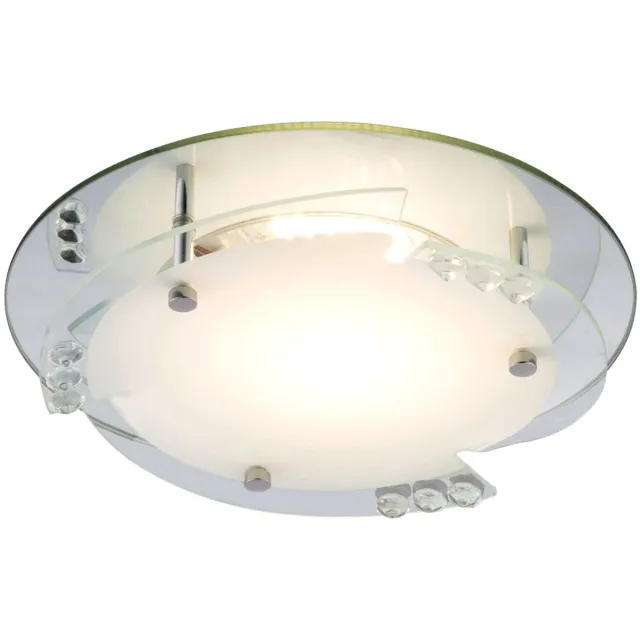 Globo Lighting LED plafondlamp kristallen glas wit woonkamerverlichting wit, 12W 680Lm warm wit, DxH 25x9,5 cm