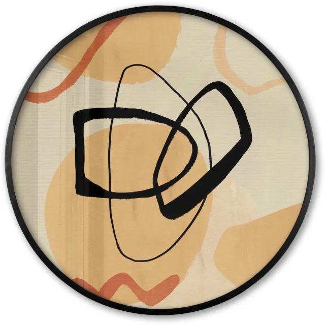 FrameYourWall Poster in lijst Rond - Fotolijst 60x60 cm - Posters - Zwart - Bruin - Abstract - Ronde posterlijst zwart - Decoratie - Wanddecoratie woonkamer - Muurdecoratie slaapkamer Multicolor