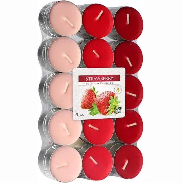 Cosy&Trendy Bispol Geparfumeerde Waxinelichtjes - Aardbei - Set-30 rood