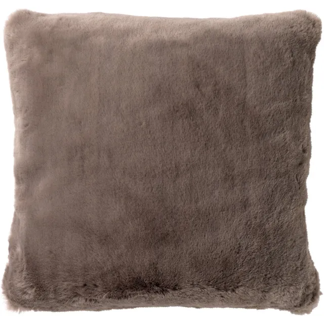 Dutch Decor ZAYA - Sierkussen 45x45 cm - bontlook - effen kleur - Driftwood - taupe - Inclusief binnenkussen - Luxe kussens voor woonkamer & bank