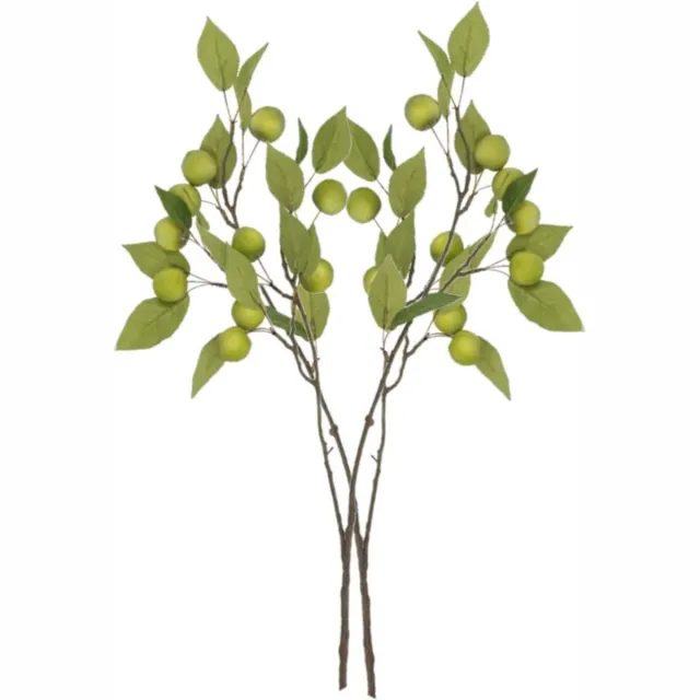 DK design Kunstbloem fruit tak met appels - 2x - 76 cm - groen - Kunst zijdebloemen