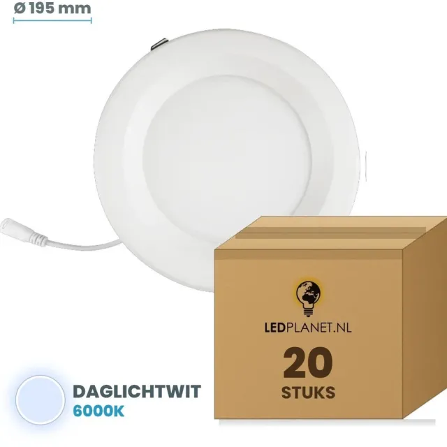 Tsong LED downlight 24W - 20 stuks - Daglichtwit 6000K - 2.400 lm - Ø195mm - zaagmaat Ø170mm - 120° - IP20 - CRI80 - 230V