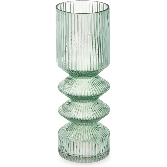 Giftdecor Vaas van geribbeld glas, 8 x 23 cm groente