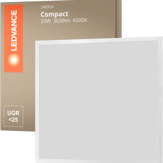 Ledvance LED Paneel Compact Aluminium Wit 33W 3630lm - 865 Daglicht | 60x60cm.