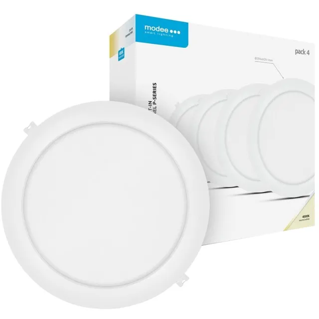 Modee LED Paneel Rond Inbouw - 24W - 2640lm - 29.4x2.9cm - 4000K - Neutraal Wit - 4 stuks