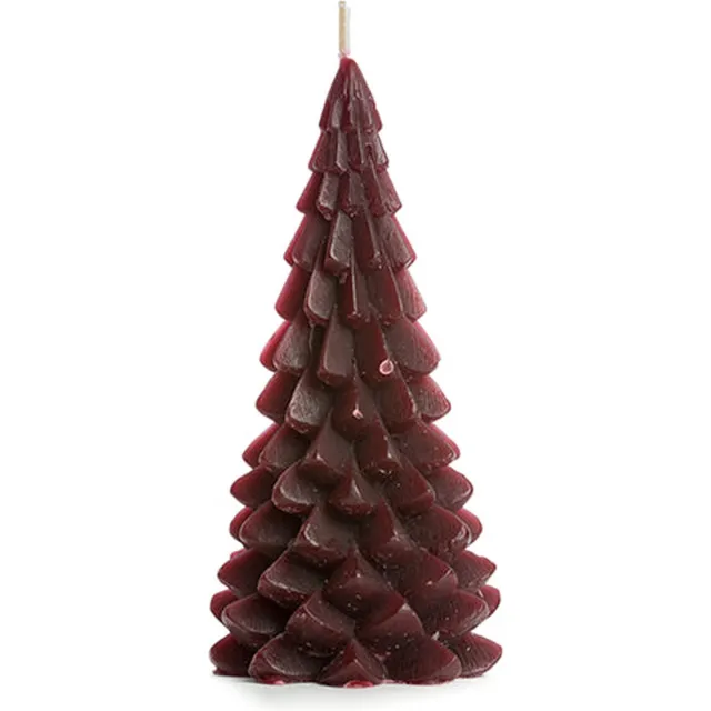 Rustik Lys Kerstboomkaars 'Arbre' (M) - Aubergine - 10x20