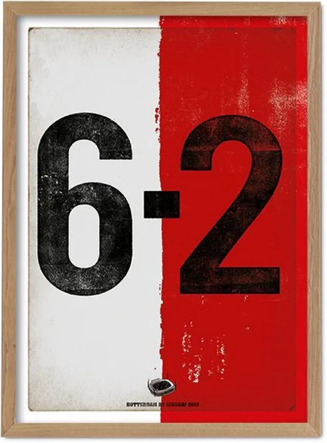 FC Kluif 'Historische score' poster - Feyenoord 6-2 Ajax poster - Feyenoord Poster wit