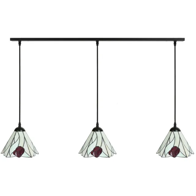 Coloured by Art 3 x Tiffany Tulip lampen aan plafondbalk - Art Deco Trade Zwart