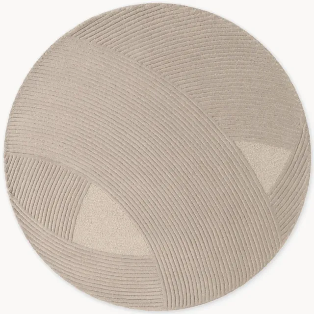 Ted Baker Rond hoogpolig wollen vloerkleed Victoria, handgetuft Beige