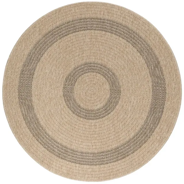Dutch XXL Rond Buitenkleed | Comilla | Ringen | Zwart | 200x200 cm | Buitentapijt | Tuintapijt
