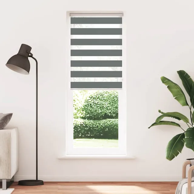 vidaXL Zebra rolgordijn 85x230 cm stofbreedte 80,9 cm donkergrijs
