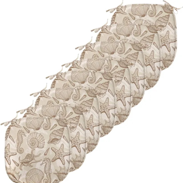 New Bed Beige Exotische Zee Dieren Stoelkussen Set van 8, Anti-Slip Zitting Pad, 40 cm x 40 cm
