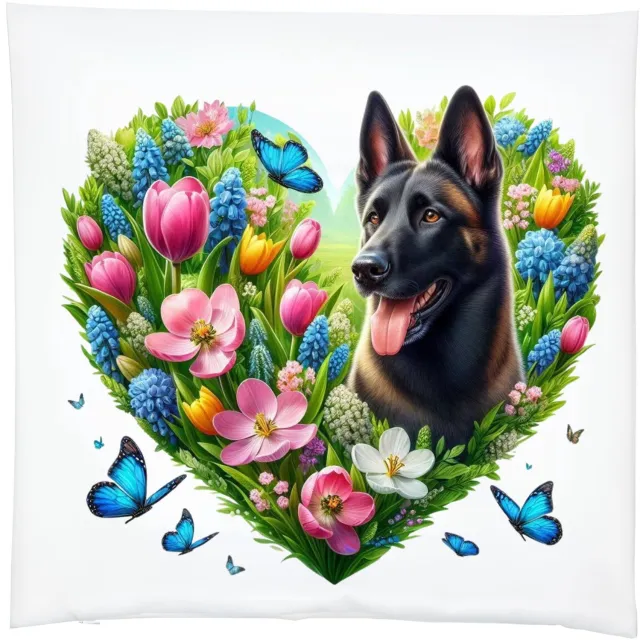 Radey's Kussenhoes Herder - bloemen en hart - 39x39 cm - met rits - exclusief vulling divers