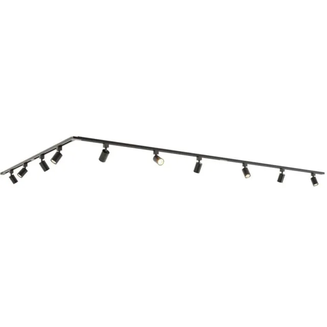 HOFTRONIC railverlichting pakket L-vorm – 5 meter railsysteem met 10 GU10 railspots – dimbaar – aluminium zwart – IP20 – 230V – railverlichting woonkamer keuken plafond
