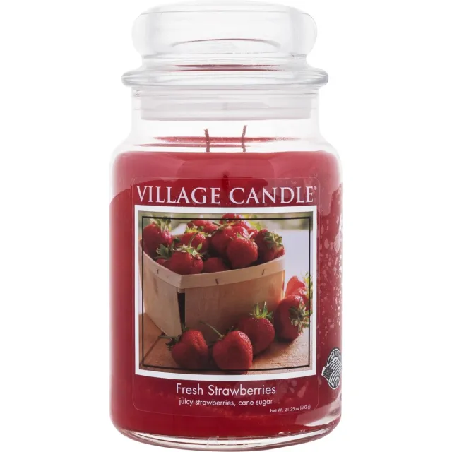 village candle Large Jar Fresh Strawberries rood