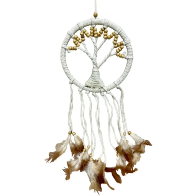 Ruben Robijn Dromenvanger - Tree of Life - Beige kralen - 17cm - Dreamcatcher n.n.b