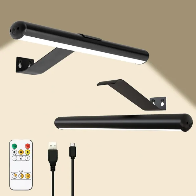 NCRealher Schilderijverlichting Met Afstandsbediening - Licht Schilderen - Magnetische Wandlamp - Oplaadbare Kunstlamp Met 3 Lichtkleuren Zwart