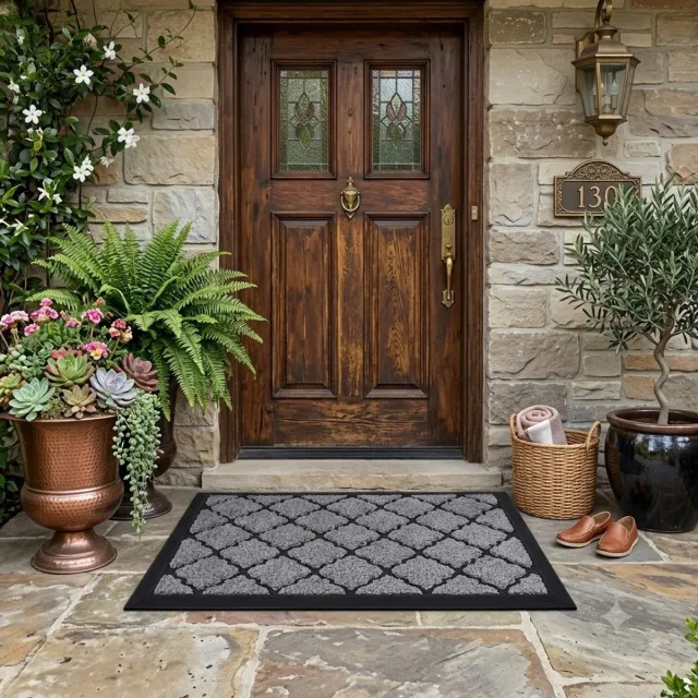 Maison Elara Deurmat Buiten 40x70 cm - Zware Weerbestendige Voordeurmat - Antislip Vuilvangmat - Grijs
