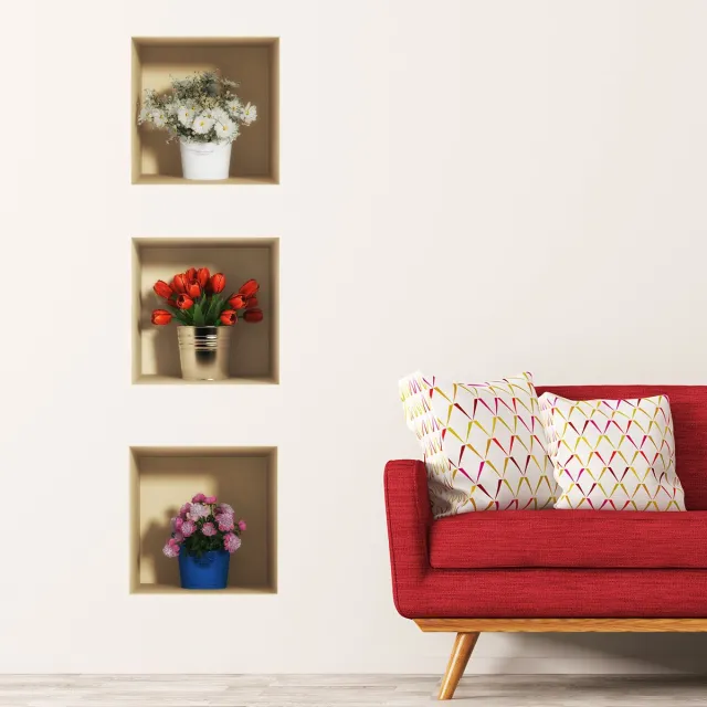 Ambiance Sticker Sticker met 3D-effect van bloemen in boeketten, 40 x 120 cm Multi color