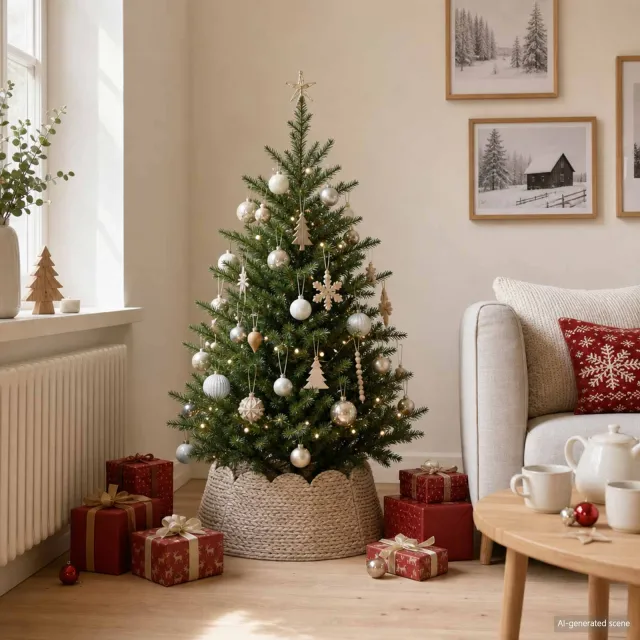 vidaXL Kerstboomkraag Rond Wit Dia. 45 x 22 cm Waterhyacint