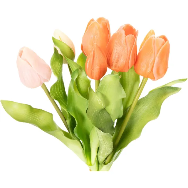 Viana Kunstmatige tulpen voor lentedecoratie, woonkamer en keuken, met een l oranje