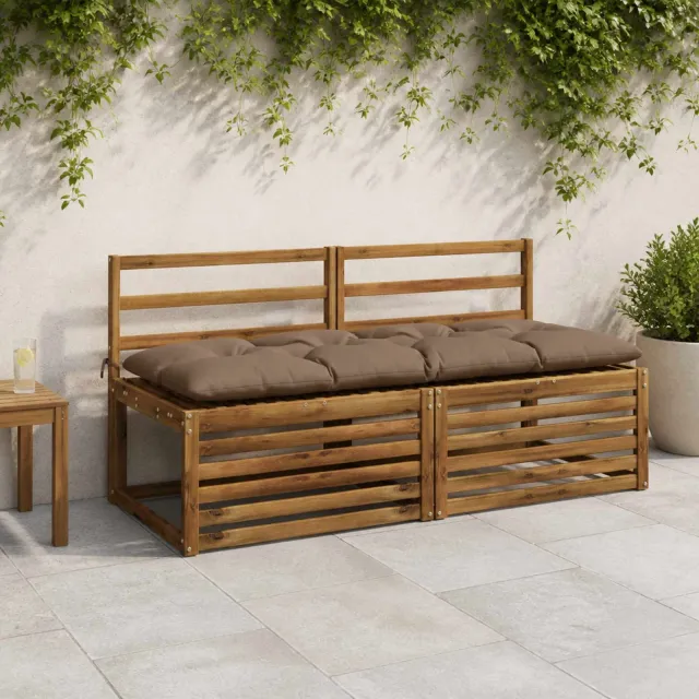 vidaXL Bank Kussens VIANEN 2 st 100% Polyester Taupe 160 x 60 x 12 cm