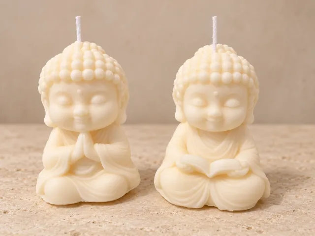 Goods and Shine Little Buddha Duo – Geurkaarsenset Vanille | 2 stuks wit