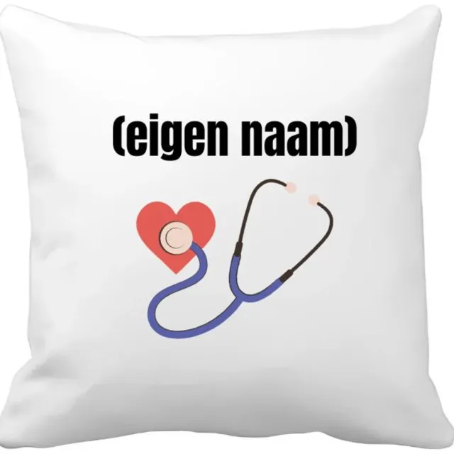 Akyol dokter slethoscoop met eigen naam Kussen hoes - Dokter - iemand die dokter is - ziekenhuis - hart - verjaardag - cadeau - kado - 40 bij 40 cm Multicolor