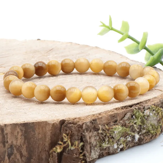 BERK Edelsteen Armband Gouden Tijgeroog 8 mm Zwart