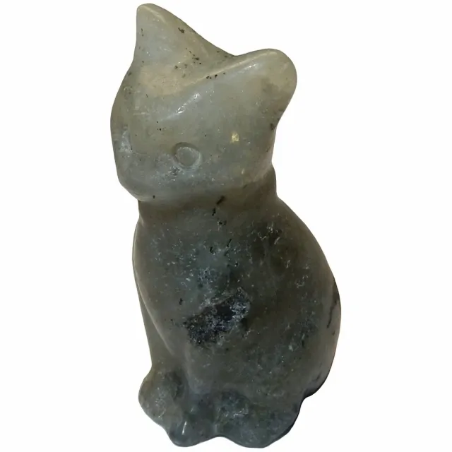 Shanna's Gems and more Kristal Steen Miniatuur Poes Labradoriet grijs groen