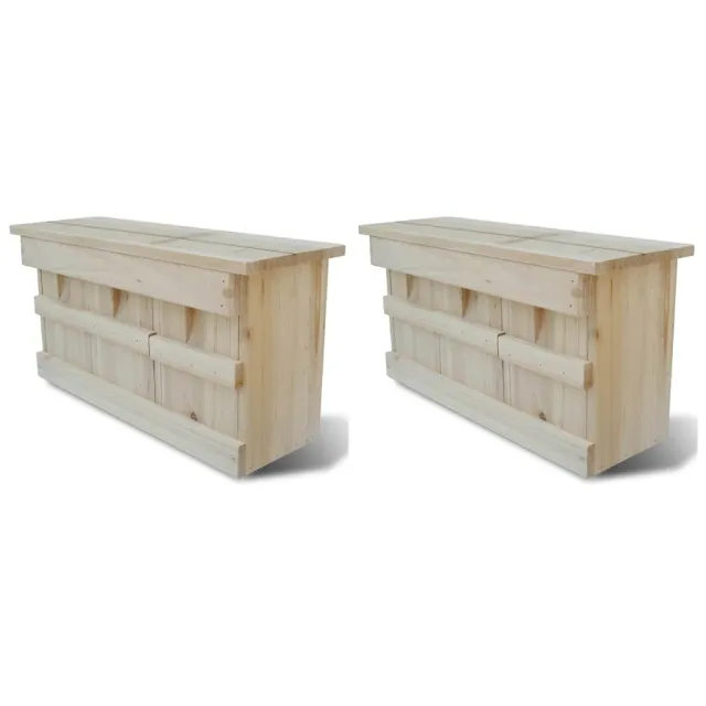 vidaXL Mussenhuizen 2 st 44x15,5x21,5 cm hout Bruin
