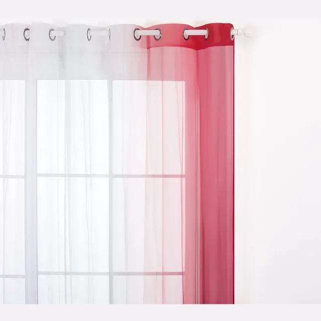 Premium Vitrage – Woonkamer Raam Accessiores – Curtains – Voile Rood met wit