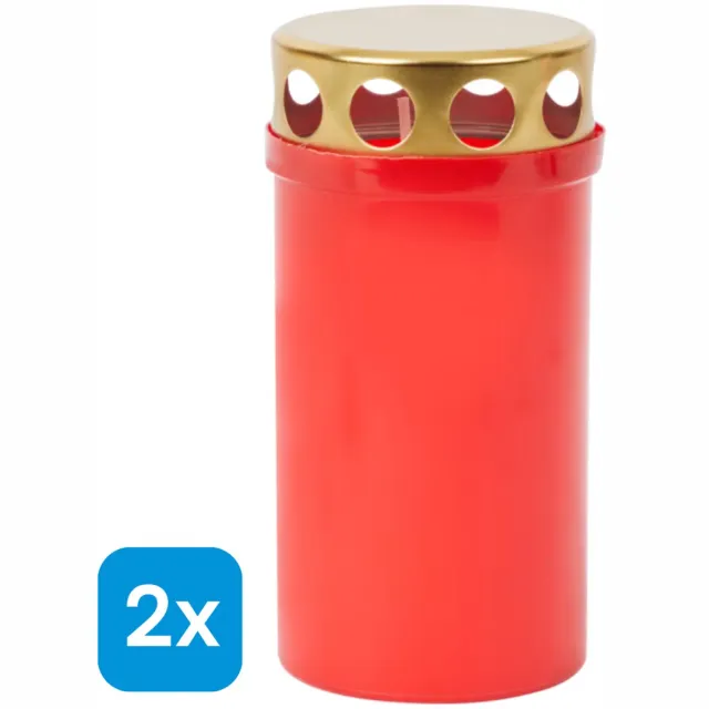 ZD Trading 2x Grafkaars - Graflicht - Noveenkaars - Herdenkingskaars - Memorial Light - Herdenkingslicht - Gedenkkaars - Grafkaarsen - Grafkaarsen voor Buiten Rood