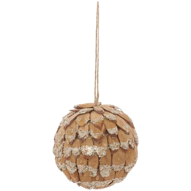 Feeric lights & Christmas Hangversiering van dennenhout, bol- of hartvorm, 9 cm Boule