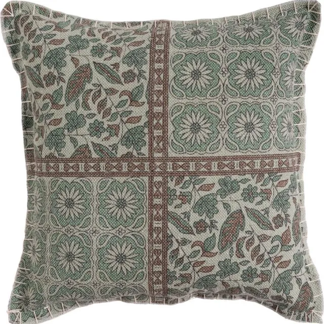 Linen & More Floral Button Stitching Mint Kussen | 60 X 60 | Sierkussen Voor Woonkamer Of Slaapkamer groen