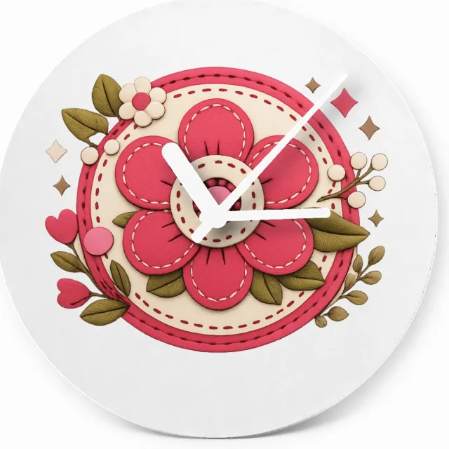 Mr Cadeautjes Glazen klok Ø 20 - design Een vrolijke complimentenbadge met retro bloemenkader en cen | cadeau Wit