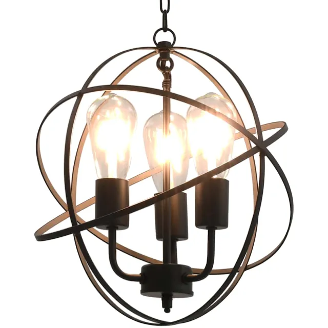 vidaXL Hanglamp rond 3xE27 zwart