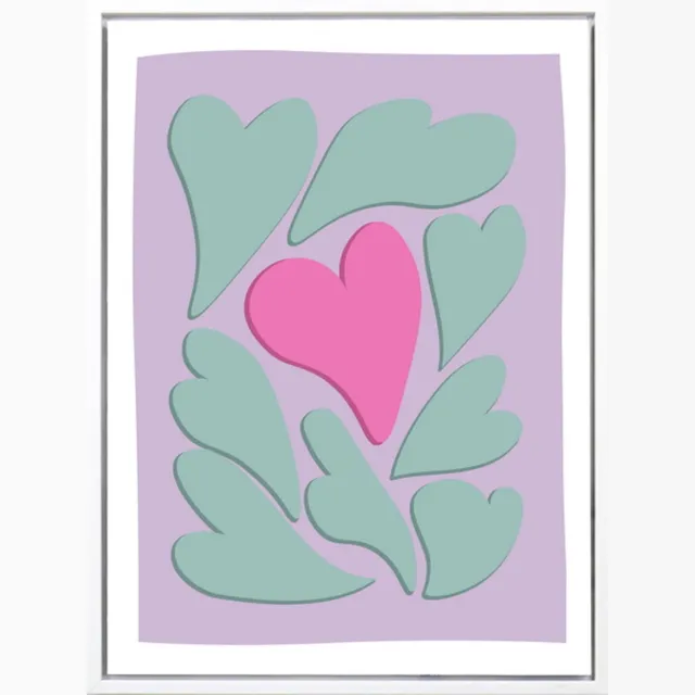 homebound by ky Poster in frame hearts 30x40cm Paars