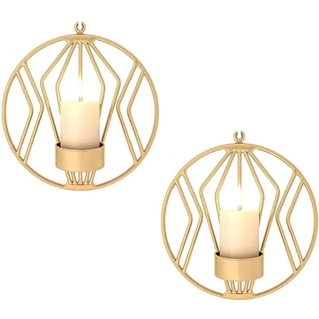 whiqutey Gesmeed-IJzeren-Wanddecoratie-Stereometrische-Kaarsenhouder-Verlichting-Woonkamer-Eetkamer-Bar-Goud