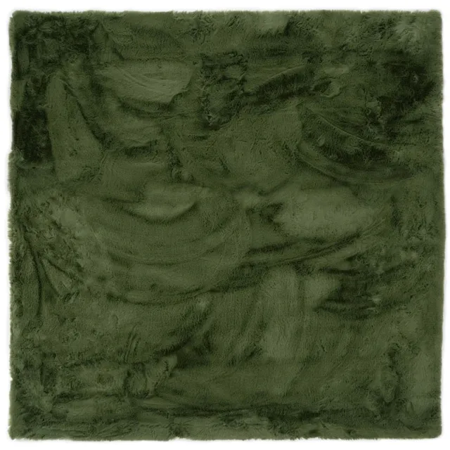 Tapeso Vierkant hoogpolig vloerkleed - Comfy Plus olijfgroen 130x130