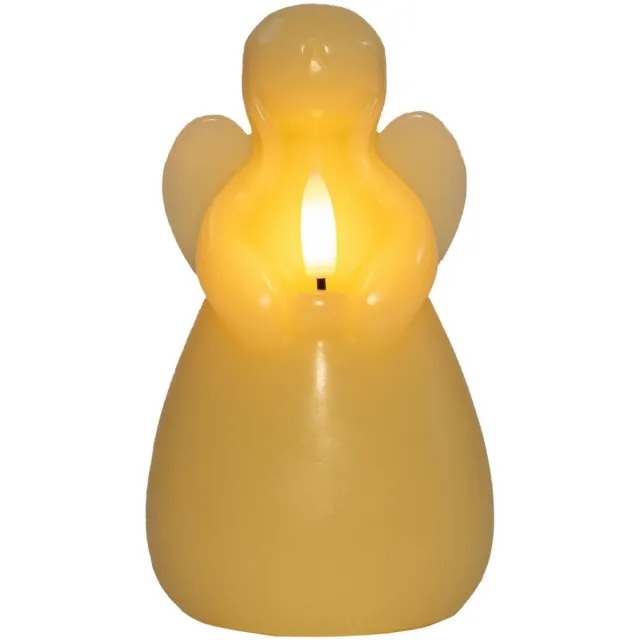 Anna's Collection LED kaars engel - ivoor - 14 x 8 cm - met timer - op batterijen - kerst - kerstkaarsen Ivoorwit