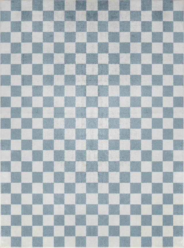 Surya Vloerkleed - Woonkamer, Slaapkamer - Afwasbaar Scandinavisch Tapijt met Ruiten CHELSEA - Blauw