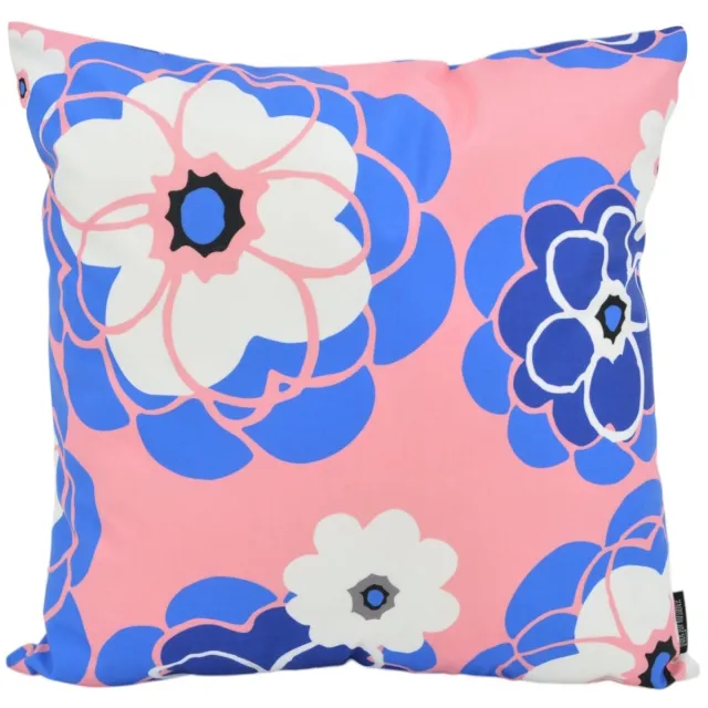 Gek op Kussens! Pink Blue Flower Kussenhoes | 45 x 45 cm | Katoen/Polyester roze