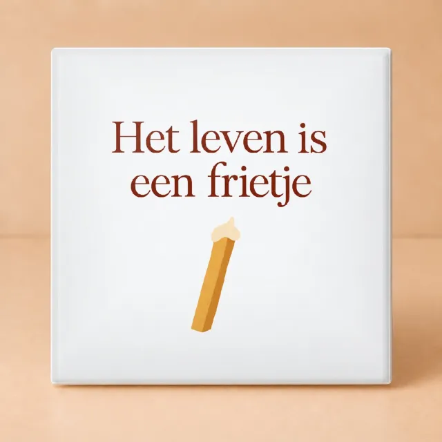 Bedruk King Sfeervolle Boho Hakuna Patata Tegel – Organische Wanddecoratie met Inspirerende Frietje Quote voor Thuis - 11 x 11 cm Wit