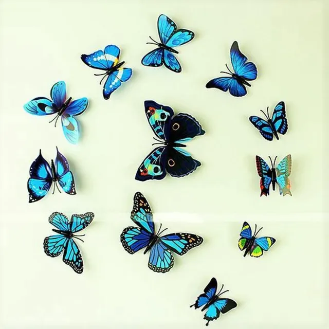 AA Commerce 3d Muurstickers vlinders blauw (12 stuks)
