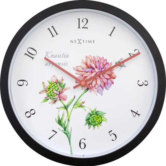 NeXtime Knautia – Buitenklok – 30.5 cm – Metaal – Wit – Weerbestendig zwart