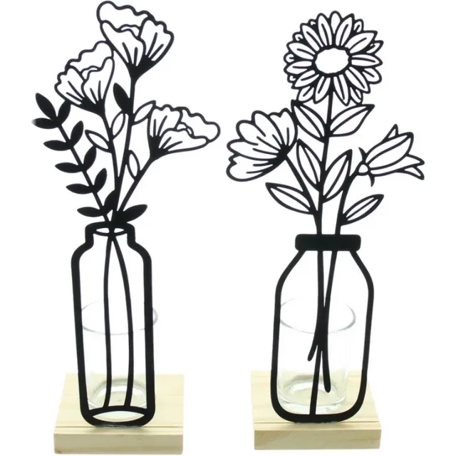 Cosy Creations Set van 2 zwarte metalen theelichthouders "Bloemen" Zie omschrijving