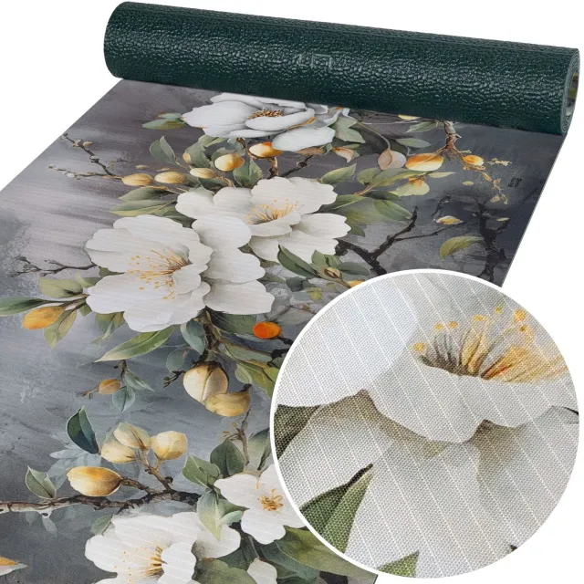 ANRO Keukenloper Sara Orchideeën Grijs 350x52cm – Antislip Gangloper Tapijtloper 3 mm Laagpolig